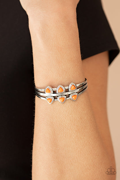 Paparazzi Accessories-Tribal Triad Orange Cuff Bracelet