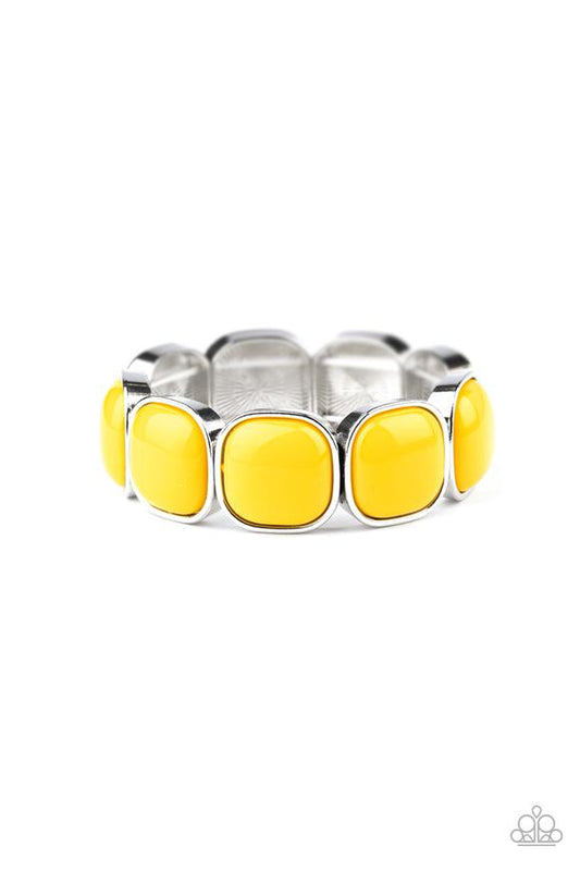 Paparazzi Accessories-Vivacious Volume Yellow Acrylic Bracelet