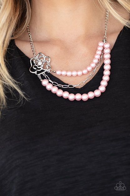 Paparazzi Accessories-Fabulously Floral Pink Necklace Set