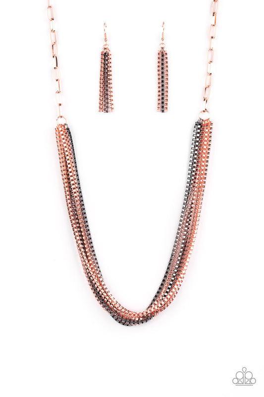 Paparazzi accessories-Beat Box Queen Copper Necklace Set