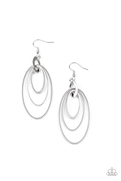 Paparazzi Accessories-Shimmer Surge Silver Earrings