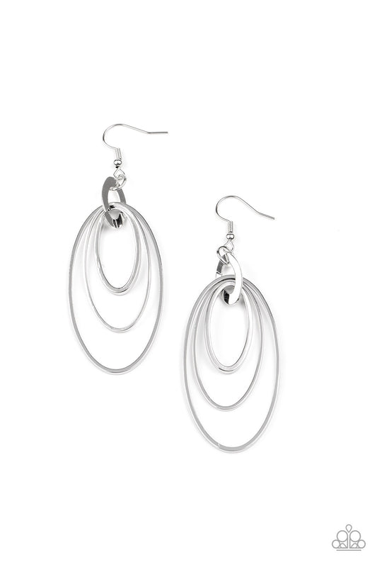 Paparazzi Accessories-Shimmer Surge Silver Earrings