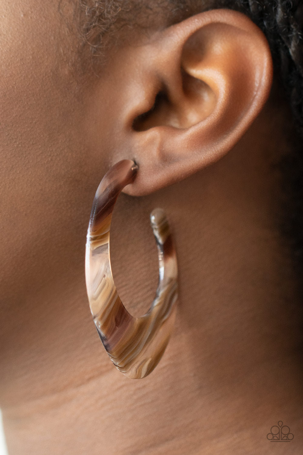 Paparazzi Accessories- Retro Renaissance Brown Acrylic Earrings