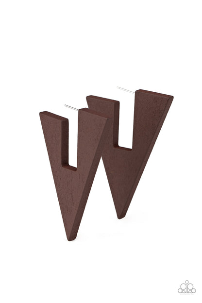 Paparazzi Accessories-Boardroom Bravado Broom Wood Earrings
