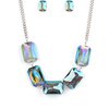 Paparazzi Accessories-Heard It On The HEIR-Waves Blue Emerald Necklace Set
