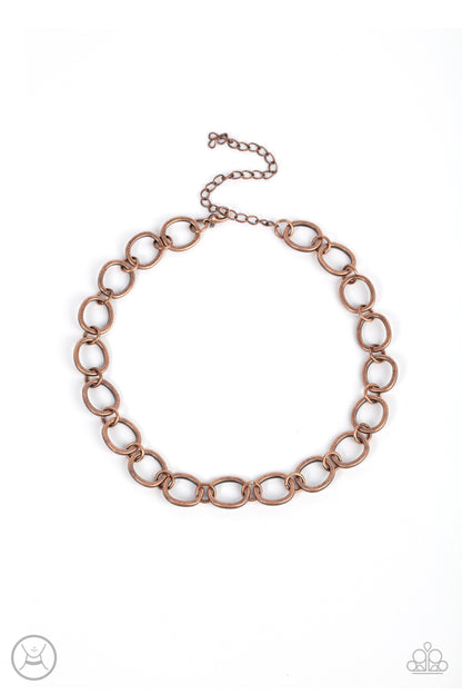 Paparazzi Accessories-90s nostalgia Copper Circle Link Necklace Set