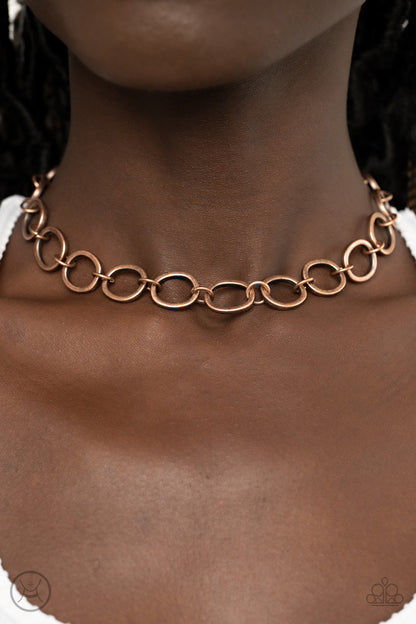 Paparazzi Accessories-90s nostalgia Copper Circle Link Necklace Set