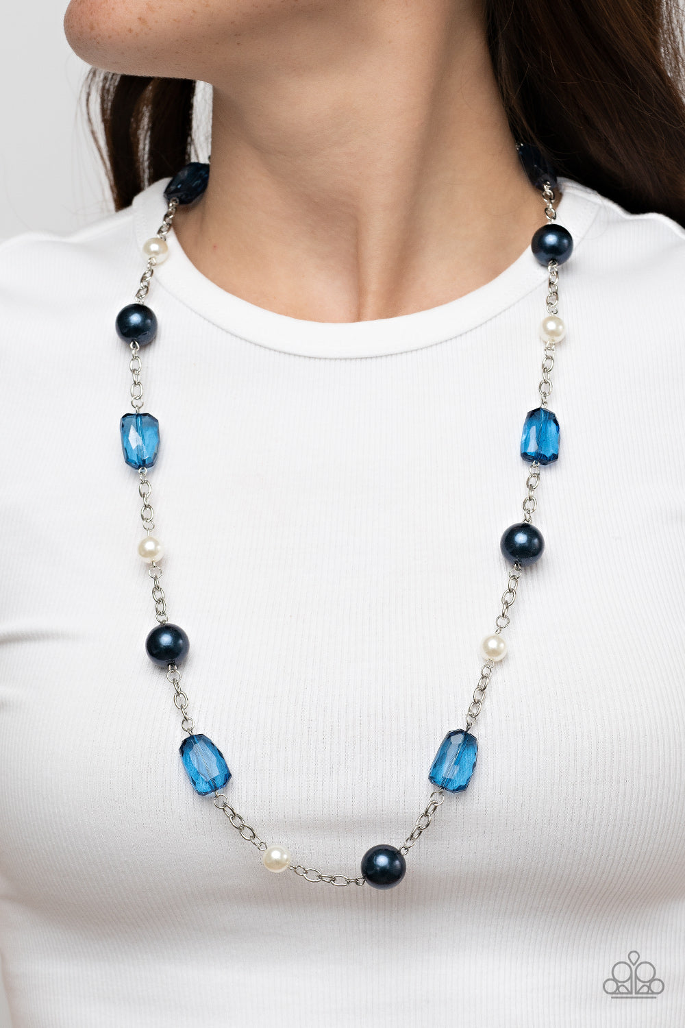 Paparazzi Accessories-A-List Appeal Multi Mykonos Blue Crystal Necklace Set