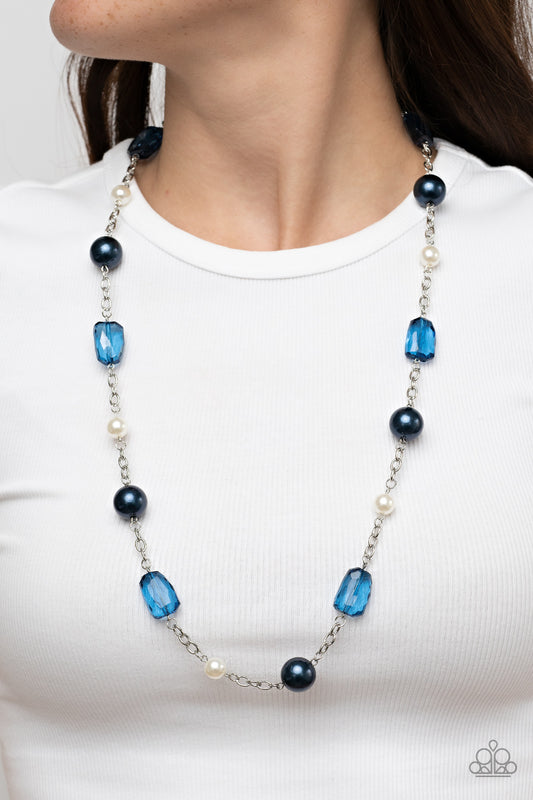 Paparazzi Accessories-A-List Appeal Multi Mykonos Blue Crystal Necklace Set