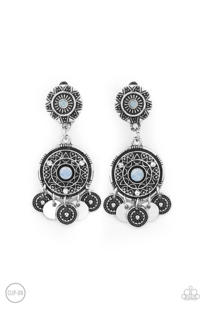 Paparazzi Accessories-A DREAMCATCHER Come True Blue Opalescent Floral Earrings