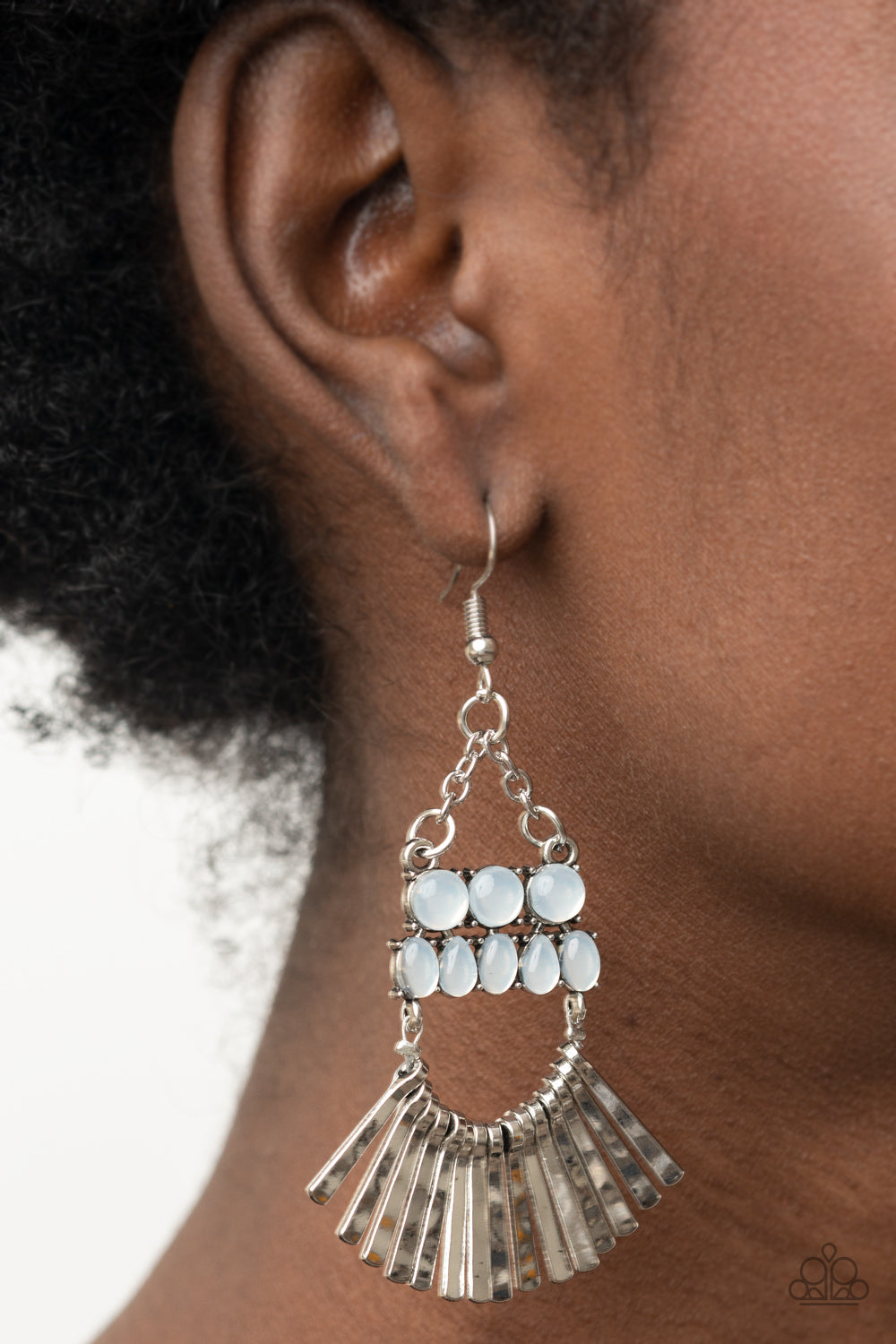 Paparazzi Accessories-A FLARE For Fierceness White Opalescent Earrings