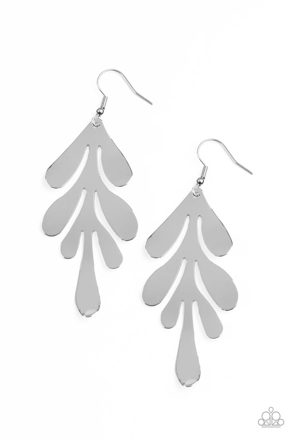 Paparazzi Accessories-A FROND Farewell Silver Flashy Leaf Earrings