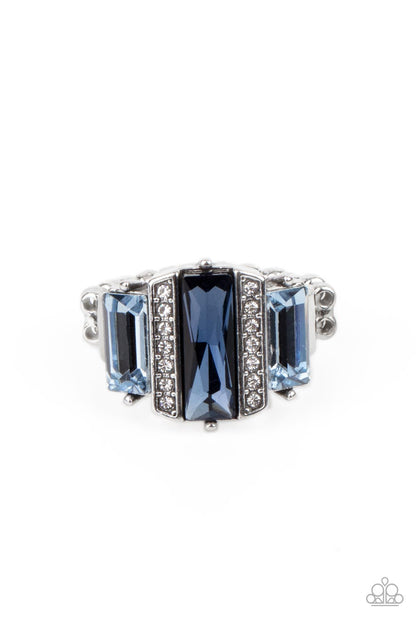 Paparazzi Accessories-A GLITZY Verdict Blue Spring Lake Emerald Cut Ring