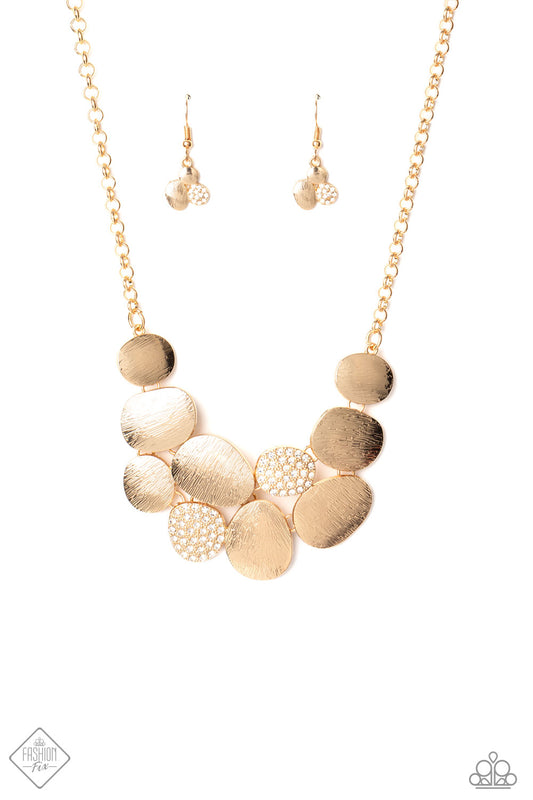 Paparazzi Accessories-A Hard LUXE Story Gold Discs Necklace Set