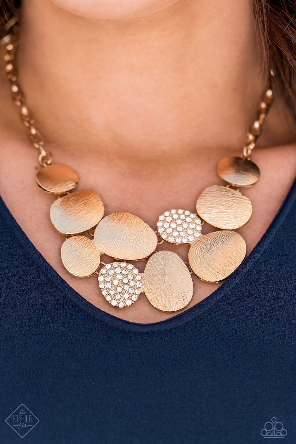 Paparazzi Accessories-A Hard LUXE Story Gold Discs Necklace Set