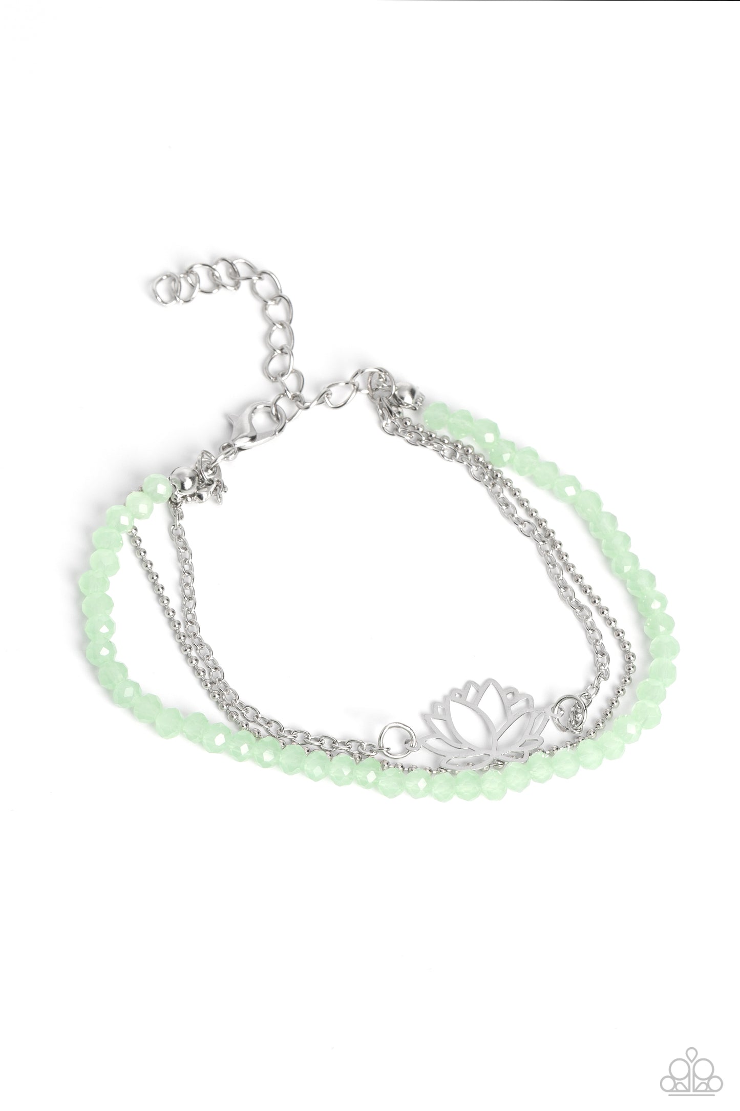 Paparazzi Accessories-A LOTUS Like This Green Dainty Bead Silver Bracelet