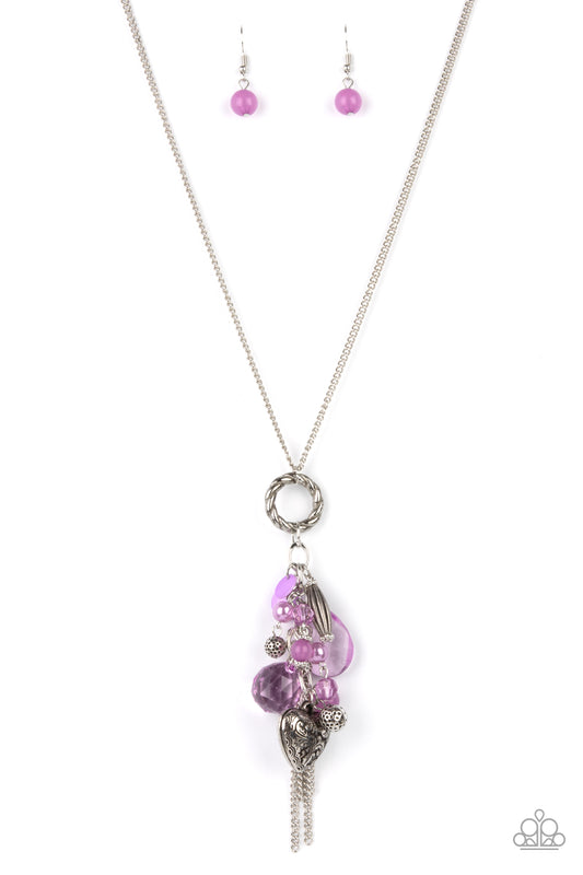 Paparazzi Accessories-AMOR to Love Purple Pearly Orchid Bead Necklace Set