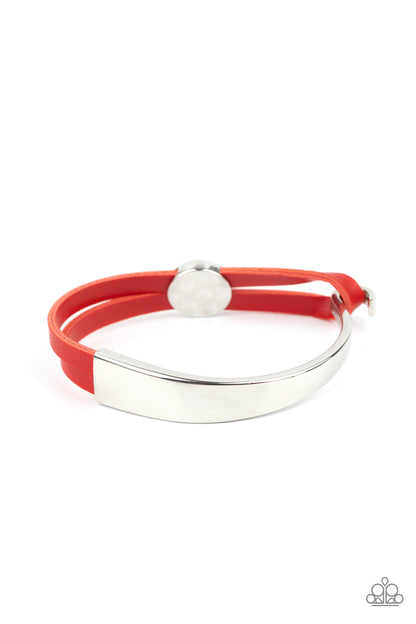 Paparazzi Accessories-A Notch Above The Rest Red Leather Bracelet