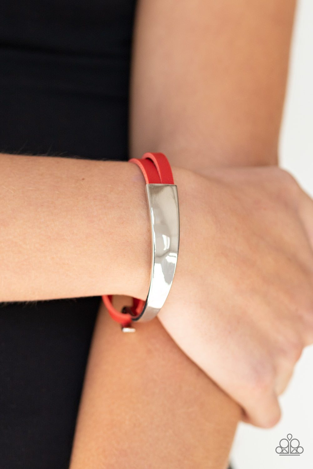 Paparazzi Accessories-A Notch Above The Rest Red Leather Bracelet