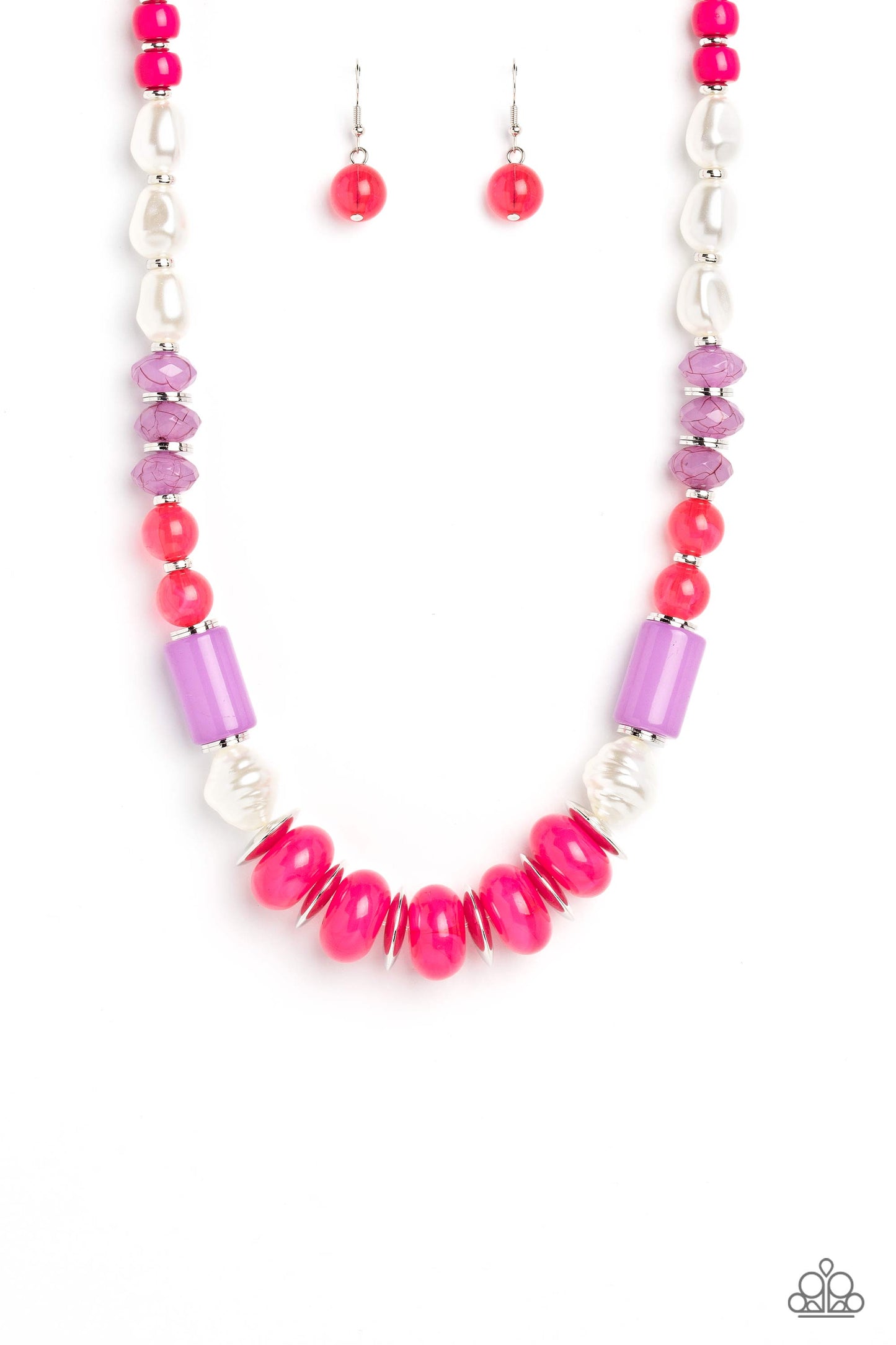 Paparazzi Accessories-A SHEEN Slate Pink/Lavender Crackle Bead Necklace Set