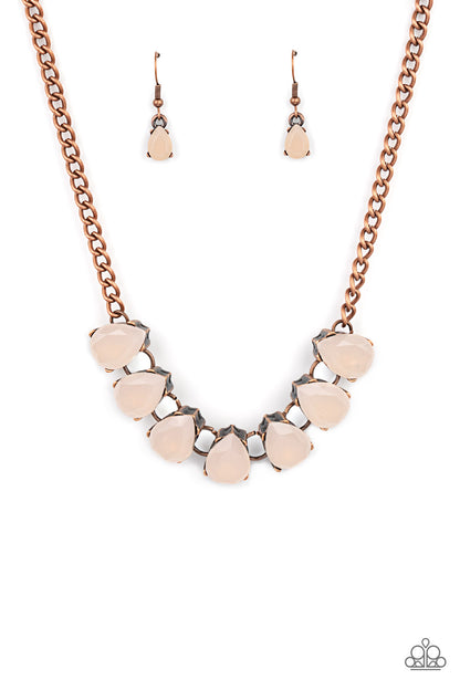 Paparazzi Accessories-Above The Clouds Copper Cloudy Teardrop Necklace Set