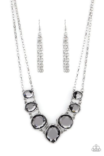 Paparazzi Accessories-Absolute Admiration  Asymmetrical Smoky Gem Necklace Set