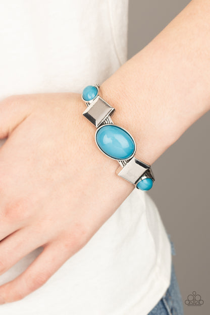 Paparazzi Accessories-Abstract Appeal Blue Cuff Braceelet