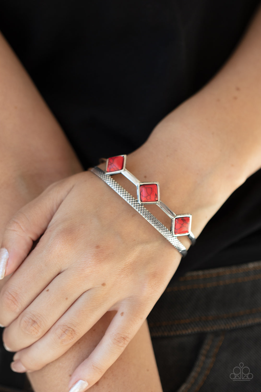 Paparazzi Accessories-Adobe Ascension Red Stone Bracelet