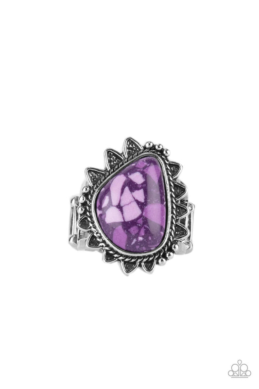 Paparazzi Accessories-Adobe Sunrise Purple Asymmetrical Rustic Ring