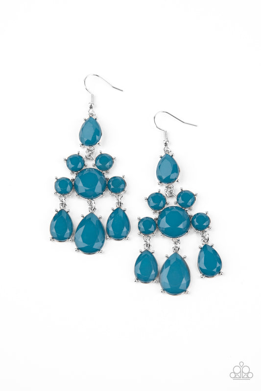 Paparazzi Accessories-Afterglow Glamour Blue Gem Earrings