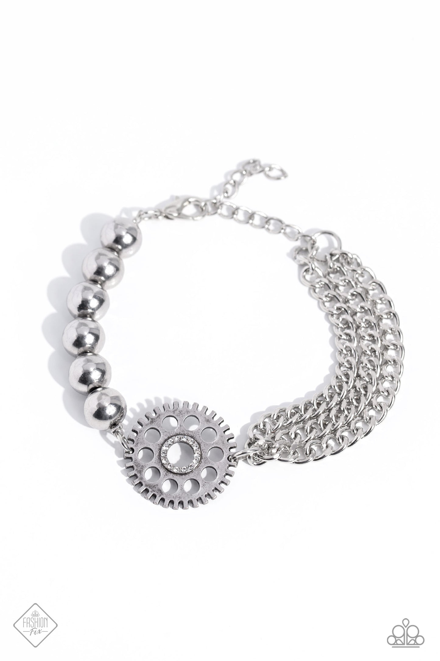 Paparazzi Accessories-Age of STEAMPUNK White/Silver April 2023 FF Bracelet