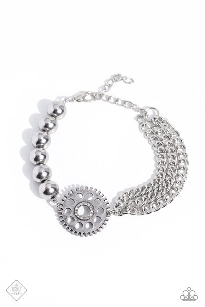 Paparazzi Accessories-Age of STEAMPUNK White/Silver April 2023 FF Bracelet