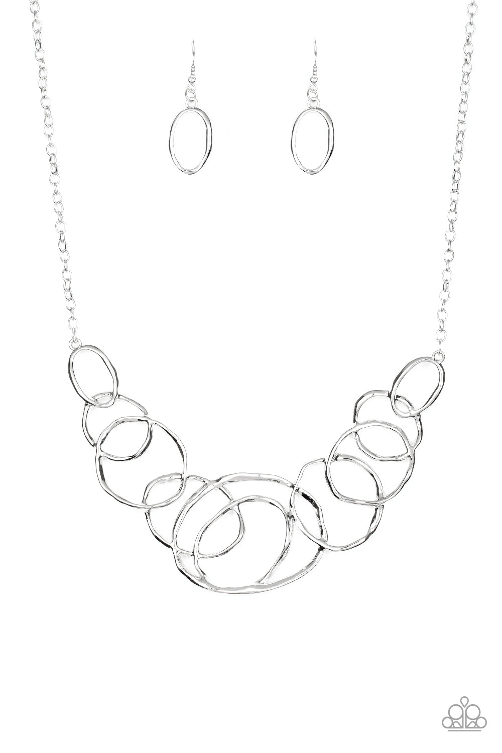 Paparazzi Accessories-All Around Radiance Silver Asymmetrical Ring Necklace Set