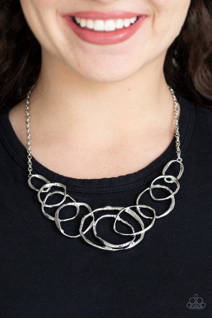 Paparazzi Accessories-All Around Radiance Silver Asymmetrical Ring Necklace Set