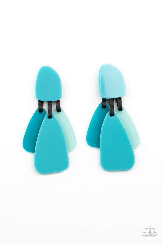 Paparazzi Accessories-All FAUX One Blue Acrylic Earrings