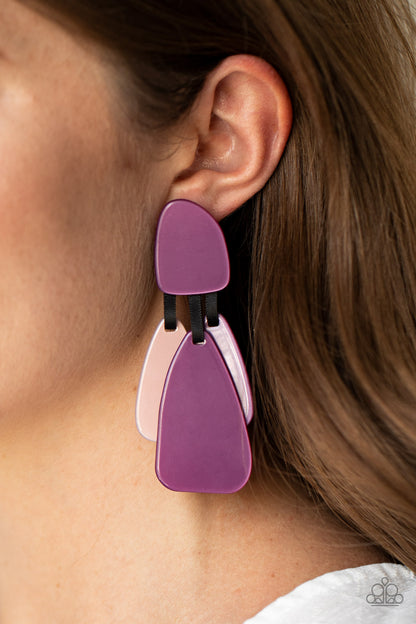 Paparazzi Accessories-All FAUX One Purple Acrylic Earrings