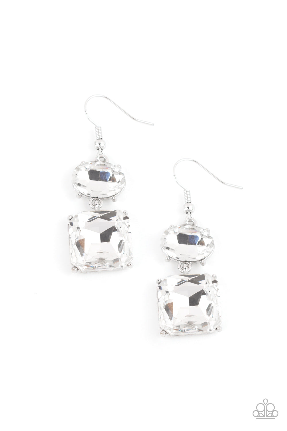 Paparazzi Accessories-ALL ICE On Me White Rhinestone Earrings