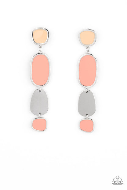 Paparazzi Accessories-All Out Allure Orange Desert Mist Asymmetrical  Earrings