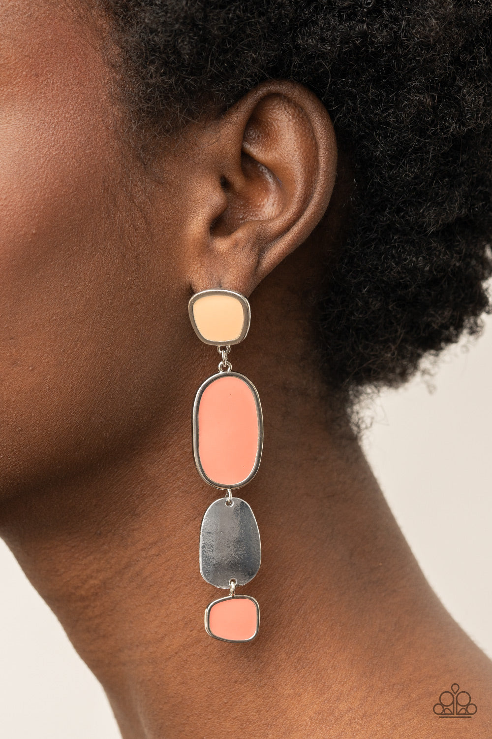 Paparazzi Accessories-All Out Allure Orange Desert Mist Asymmetrical  Earrings