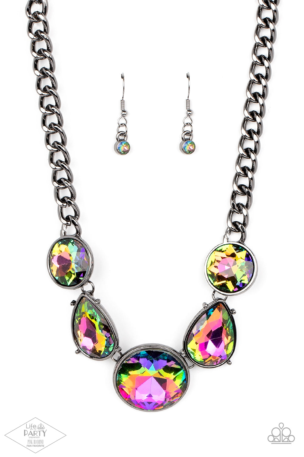 Paparazzi Accessories-All The Worlds My Stage OIL SPILL LOTP Necklace Set