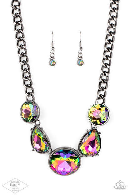 Paparazzi Accessories-All The Worlds My Stage OIL SPILL LOTP Necklace Set