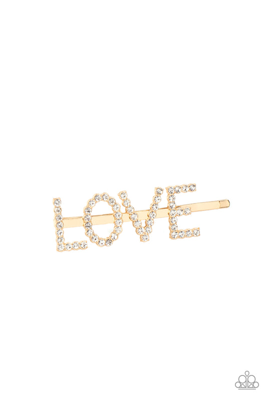 Paparazzi Accessories-All You Need Is Love Gold Hair Clip