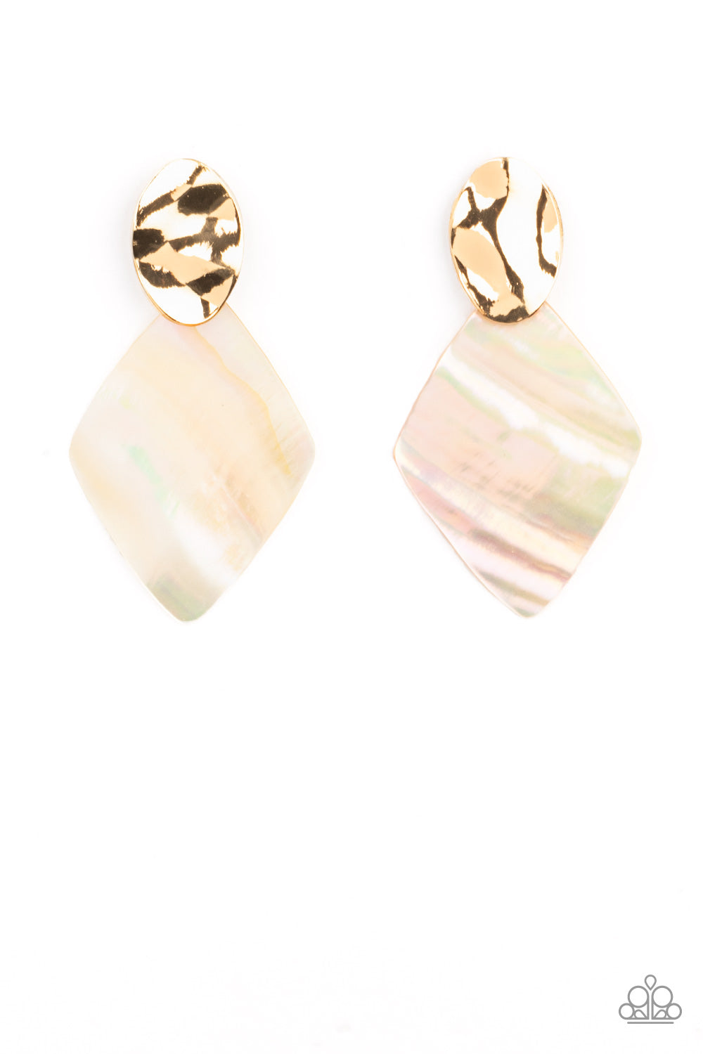 Paparazzi Accessories-Alluringly Lustrous Gold Iridescent Shell Earrings