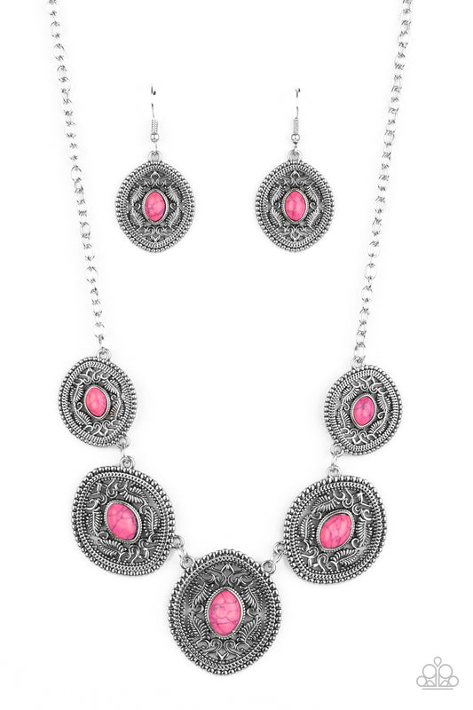 Paparazzi Accessories-Alter ECO Pink Leafy Necklace Set