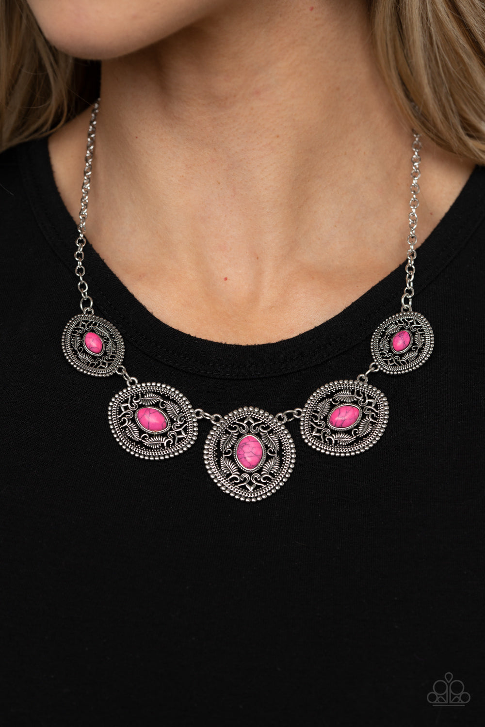 Paparazzi Accessories-Alter ECO Pink Leafy Necklace Set