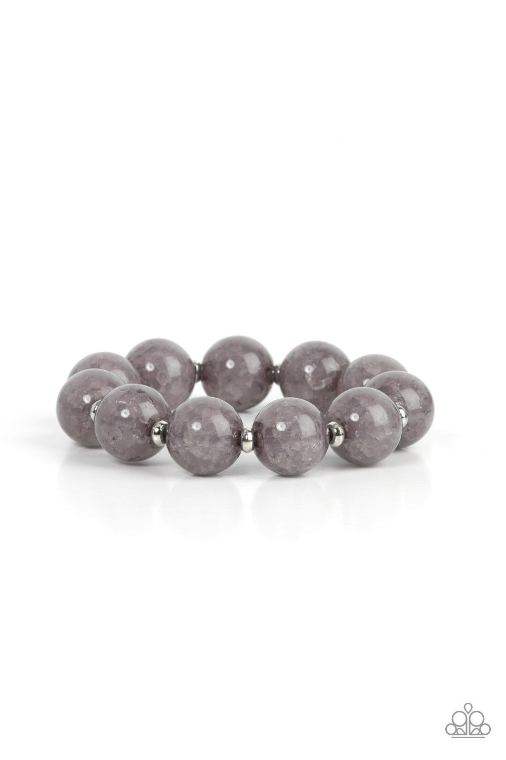 Paparazzi Accessories-Arctic Affluence Silver Crackly Glass Bead Bracelet