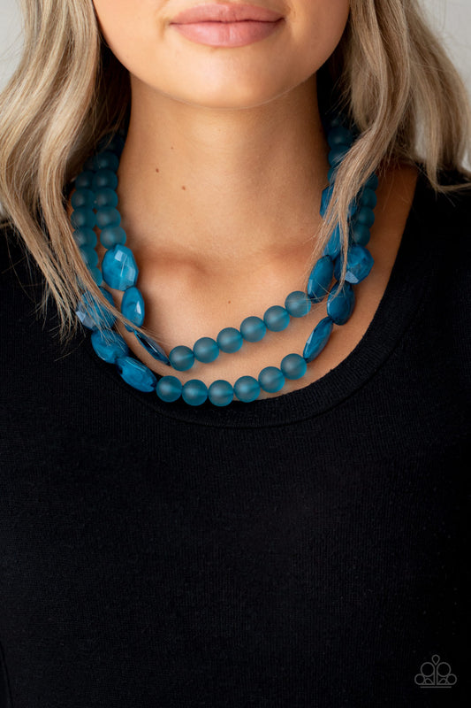 Paparazzi Accessories-Artic Art Blue Opaque Necklace Set