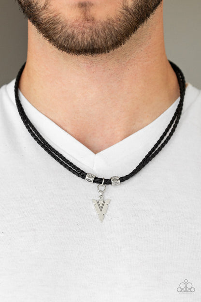 Paparazzi Accessories-Arrow Edge Men Black Cord Pendants