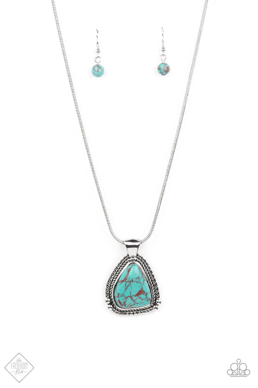 Paparazzi Accessories-Artisan Adventure Blue Turquoise Stone Fashion Fix Necklace Set