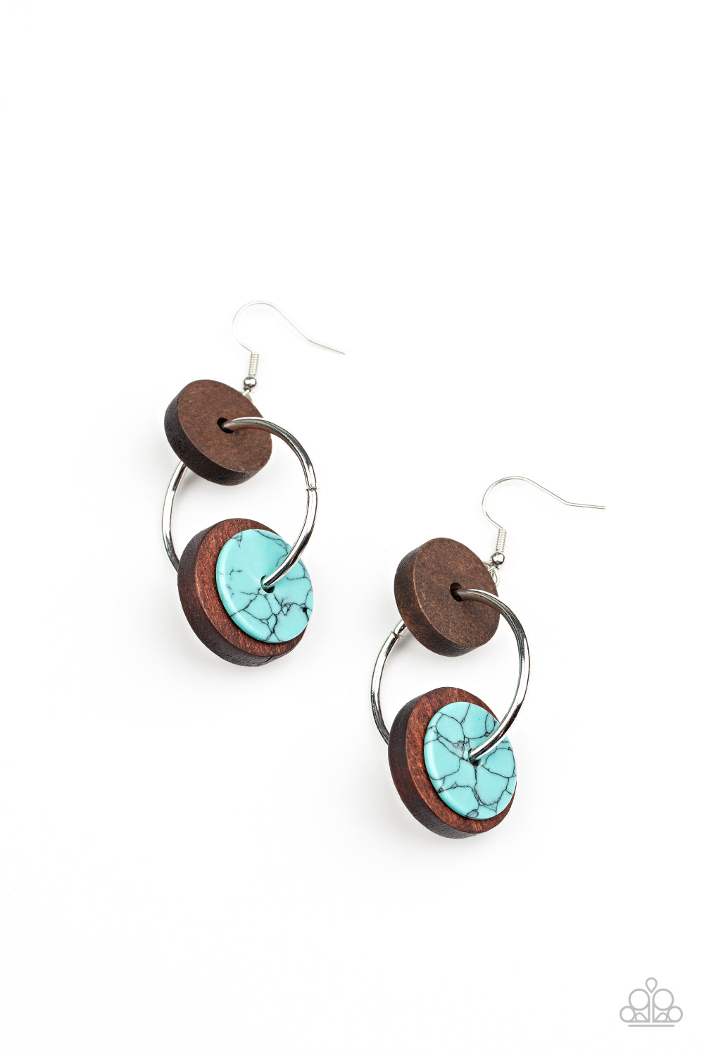 Paparazzi Accessories-Artisanal Aesthetic Blue Earthy Brown Wooden Earrings